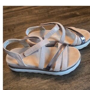 Vionic Kellyn Platform Sandals Womens 7 Champagne Rose Gold Metallic Strappy